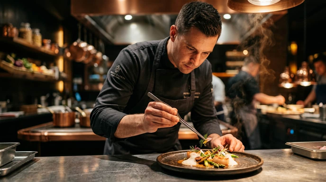 Executive chef working at the pass